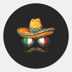 Adesivo Redondo Cinco de Mayo Sombrero Face Mustache Salva Homens