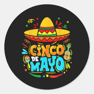 Adesivo Redondo Cinco De Mayo Sombrero Mexicano Festa Pimenta Chil