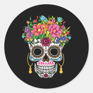 Adesivo Redondo Cinco de Mayo Sugar Skull Dia De Los Muertos Day O
