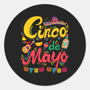 Adesivo Redondo Cinco De Mayo Taco Mexicano Engraçado 5 De Mayo Va