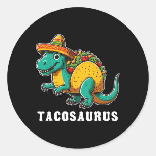 Adesivo Redondo Cinco De Mayo Taco Tacosaurus Dinossauro T-rex 5 D