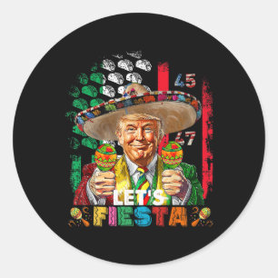 Adesivo Redondo Cinco De Mayo Trump Taco Engraçado Mexicano Trump