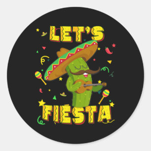 Adesivo Redondo Cinco De Mayo Vamos Festejar Cacto Chapéu Sombrero
