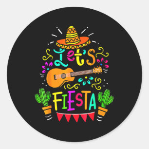 Adesivo Redondo Cinco De Mayo Violão Mexicano Deixa Fiesta Cactus