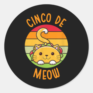 Adesivo Redondo Cinco De Meow Cinco De Mayo Tacos Engraçados Cat