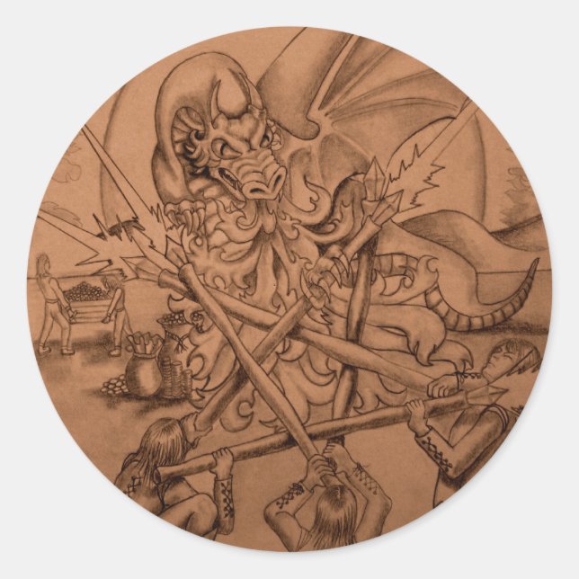 Adesivo Redondo Cinco de Wands (Frente)