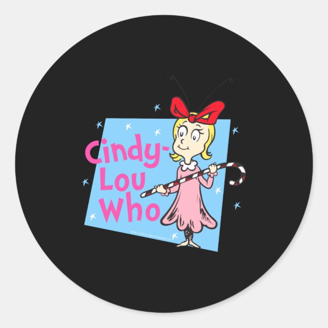Adesivo Redondo Cindy Lou Who Candy Cane  (Frente)