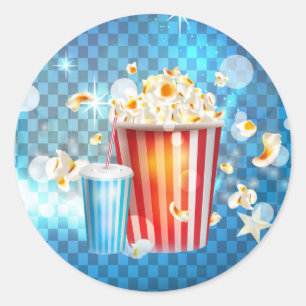 Adesivo Redondo Cinema Filmes Noite de Filme Favorito de Festa de