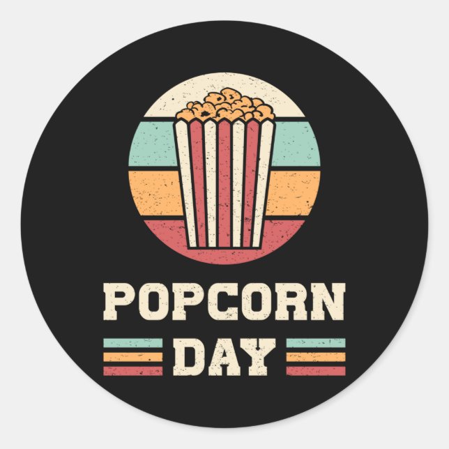 Adesivo Redondo Cinema Popcorn Day Filme Snack Pop Filme Ideia de  (Frente)