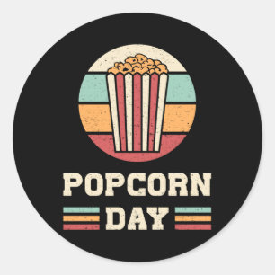 Adesivo Redondo Cinema Popcorn Day Filme Snack Pop Filme Presente 