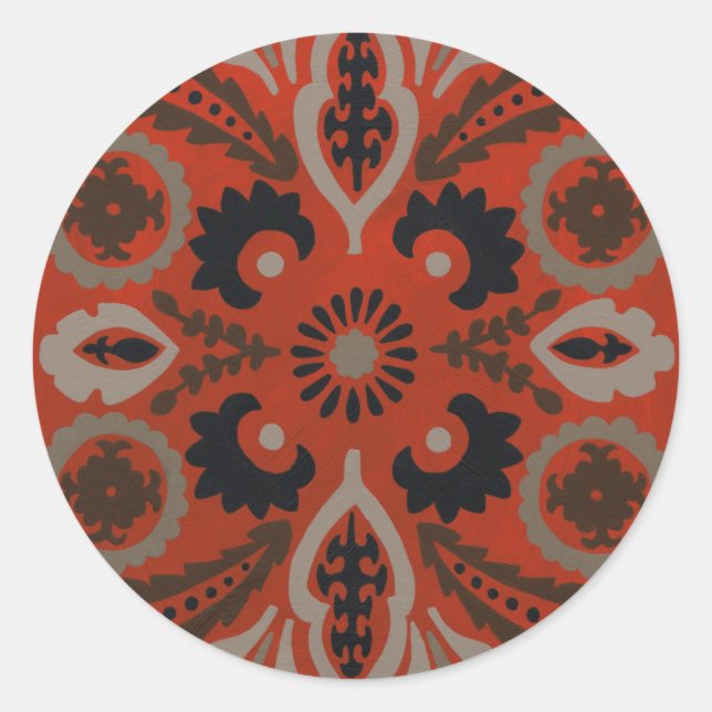 Adesivo Redondo Cinnabar Suzani II (Frente)