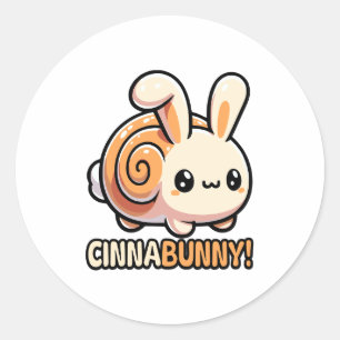 Adesivo Redondo Cinnabunny! Cute Cinnamon Roll Bunny Pun