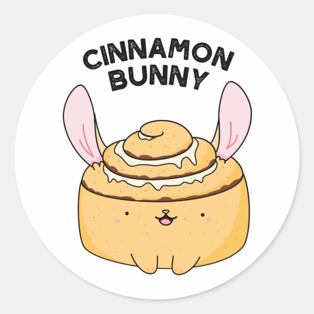 Adesivo Redondo Cinnamon Bunny Funny Cinnamon Bun Pun (Frente)
