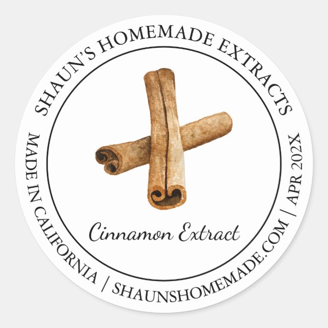 Adesivo Redondo Cinnamon Extract Modern label (Frente)