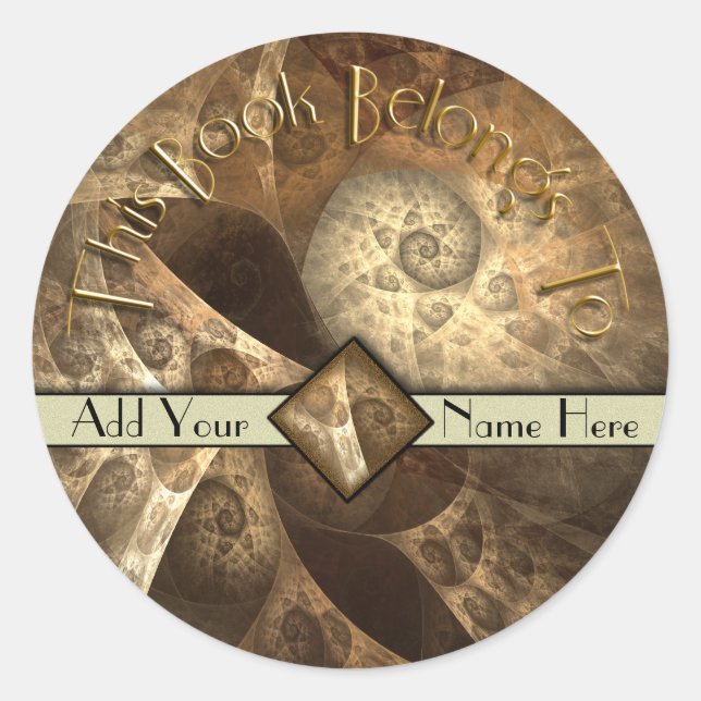 Adesivo Redondo Cinnamon & Ginger Fractal Bookplate (Frente)