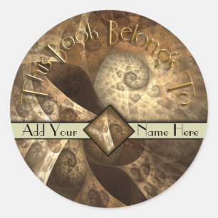 Adesivo Redondo Cinnamon & Ginger Fractal Bookplate