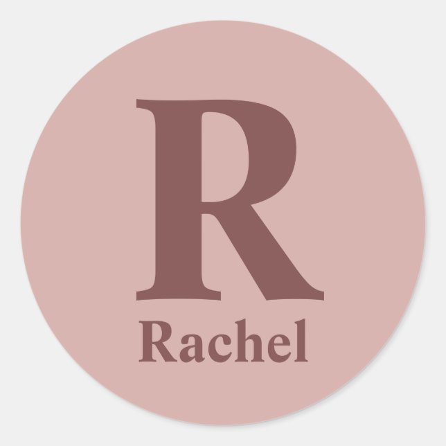 Adesivo Redondo Cinnamon Rosa inicial/nome/família (Frente)