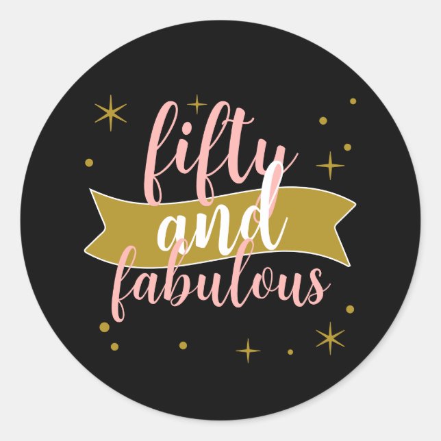 Adesivo Redondo Cinquenta e Fabuloso Dourado Preto Rosa Bege (Frente)