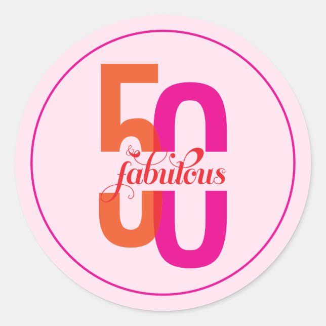 Adesivo Redondo Cinquenta & Fabuloso Aniversário de 50 Anos Colori (Frente)