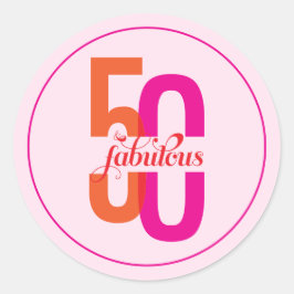 Adesivo Redondo Cinquenta & Fabuloso Aniversário de 50 Anos Colori
