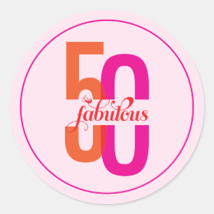 Adesivo Redondo Cinquenta & Fabuloso Aniversário de 50 anos Colori