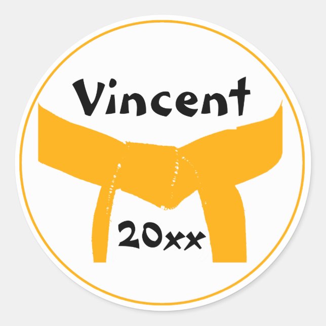 Adesivo Redondo Cintura Laranja de Artes Marciais (Frente)