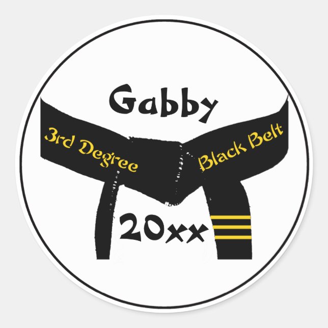 Adesivo Redondo Cintura Preta de 3º Grau Artes Marciais (Frente)