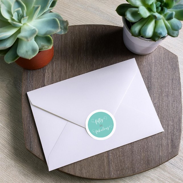 Adesivo Redondo Cinza 50 e aniversário fabuloso (Criador carregado)