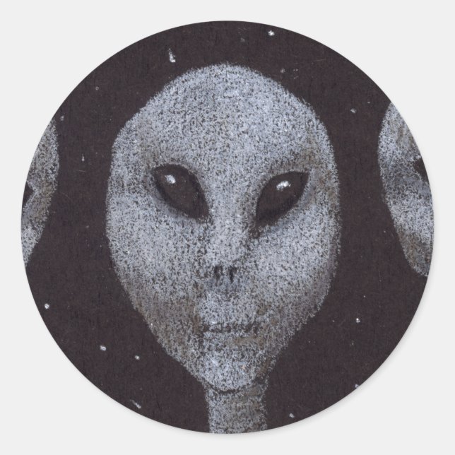 Adesivo Redondo Cinza alienígena (Frente)