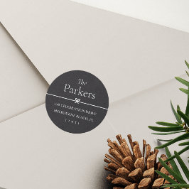 Adesivo Redondo Cinza | Autocolante de endereço de retorno mínimo 