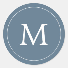 Adesivo Redondo Cinza Azul e Monograma Branco