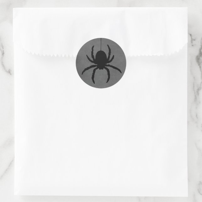 Adesivo Redondo Cinza Black Spooky Halloween Spider Stickers (Bolsa)
