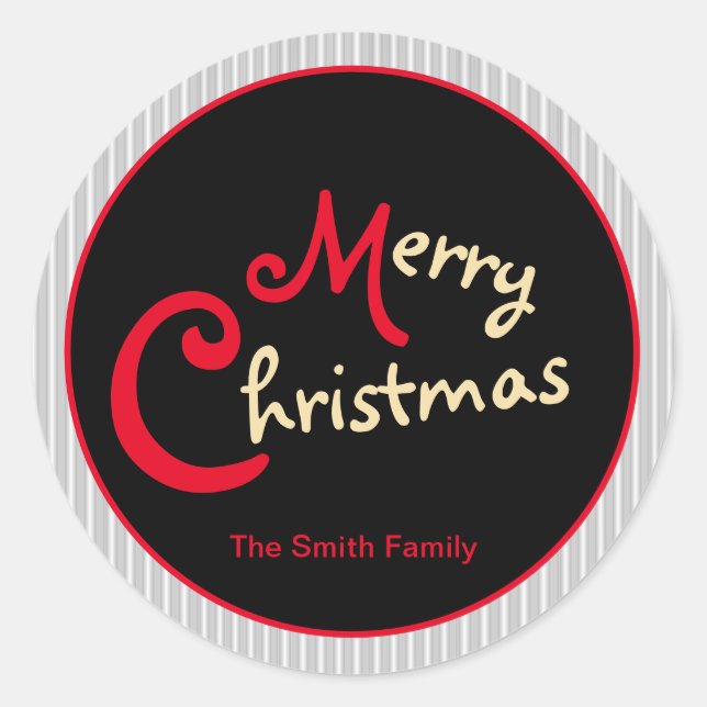 Adesivo Redondo Cinza branco Pinstripe Arco vermelho preto (Frente)