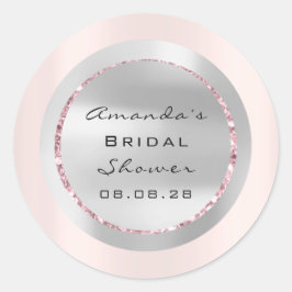 Adesivo Redondo Cinza brilhante de Rosa 16º chá de panela