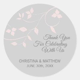 Adesivo Redondo Cinza, Cinza Pink Pastel Rosa Obrigado Casamento