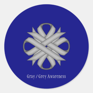 Adesivo Redondo Cinza Clover Ribbon por Kenneth Yoncich