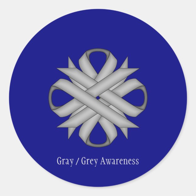 Adesivo Redondo Cinza Clover Ribbon por Kenneth Yoncich (Frente)