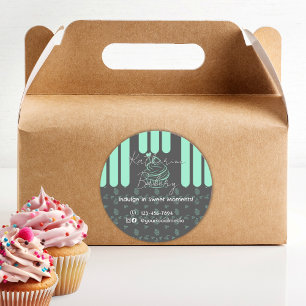 Adesivo Redondo Cinza cupcake para empresa de panificação