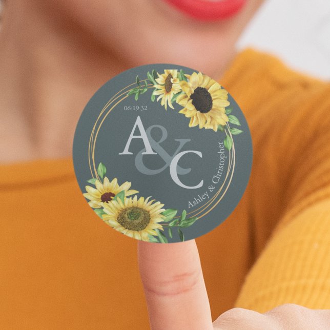 Adesivo Redondo Cinza de ardósia ・ Casamento moderno legante (Criador carregado)