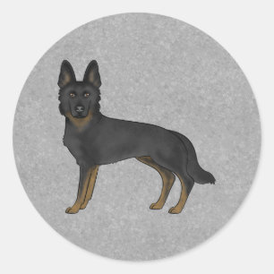 Adesivo Redondo Cinza De Cachorro De German shepherd Bi-Black