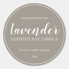 Adesivo Redondo Cinza de Caligrafia Chic da Soy Candle Homemade