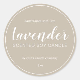 Adesivo Redondo Cinza de Caligrafia Chic da Soy Candle Homemade