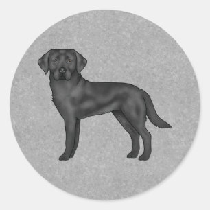 Adesivo Redondo Cinza de Cana Cachorro Negro Labrador Retriever