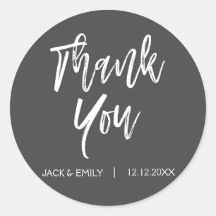 Adesivo Redondo Cinza De Carvão Obrigado Envelope Seal