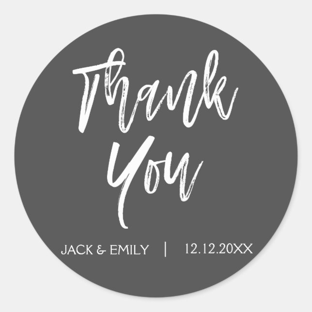 Adesivo Redondo Cinza De Carvão Obrigado Envelope Seal (Frente)