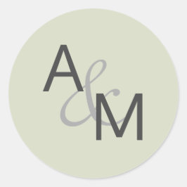 Adesivo Redondo Cinza de carvão Sage Monograma Verde Selos