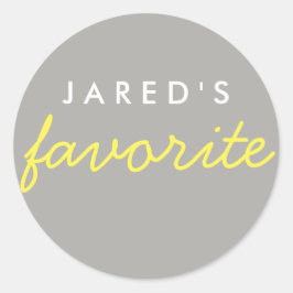 Adesivo Redondo Cinza de Cinzas amarela púrpura favorita personali