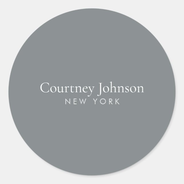 Adesivo Redondo Cinza de luxo minimalista elegante (Frente)