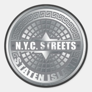 Adesivo Redondo Cinza de Manhole Staten Island
