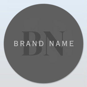 Adesivo Redondo Cinza de Nome Comercial Editável (ou qualquer outr